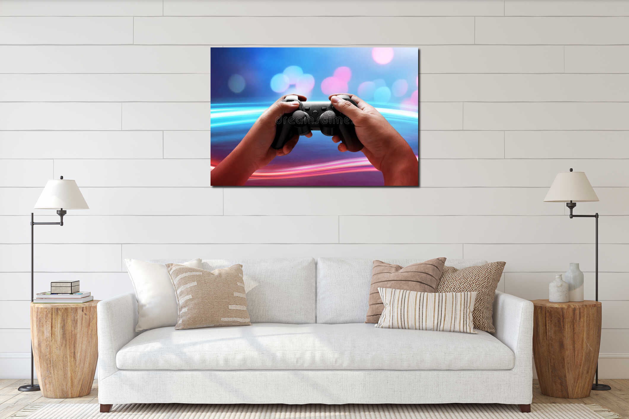 Canvas hanging interior mockup