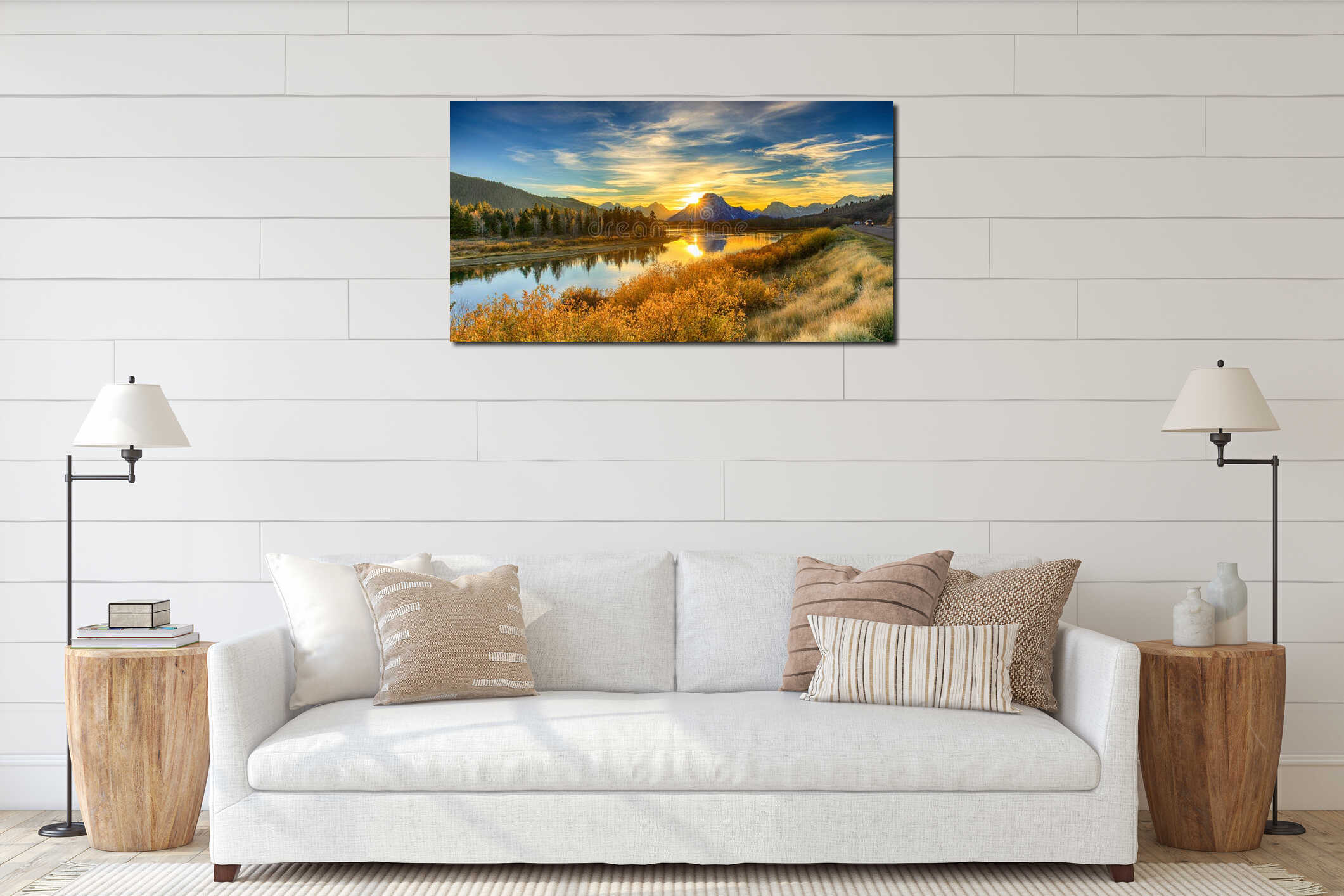 Canvas hanging interior mockup