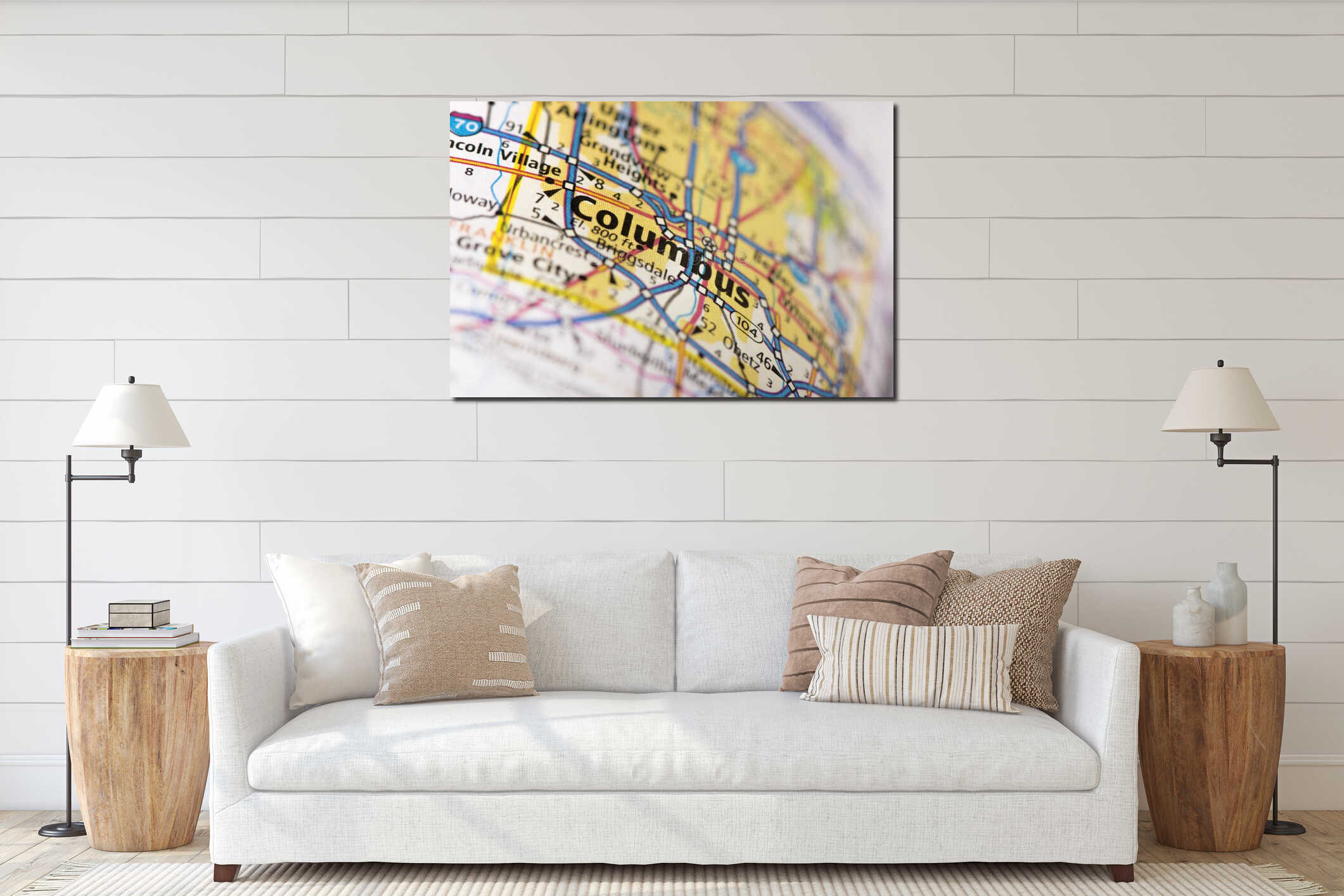 Canvas hanging interior mockup