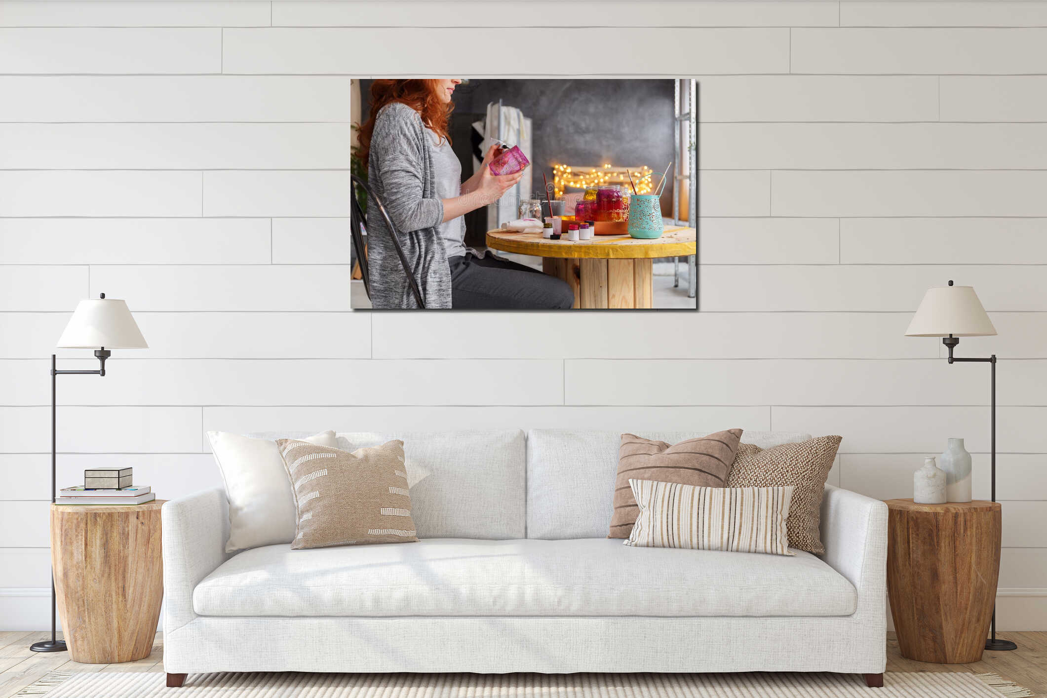 Canvas hanging interior mockup