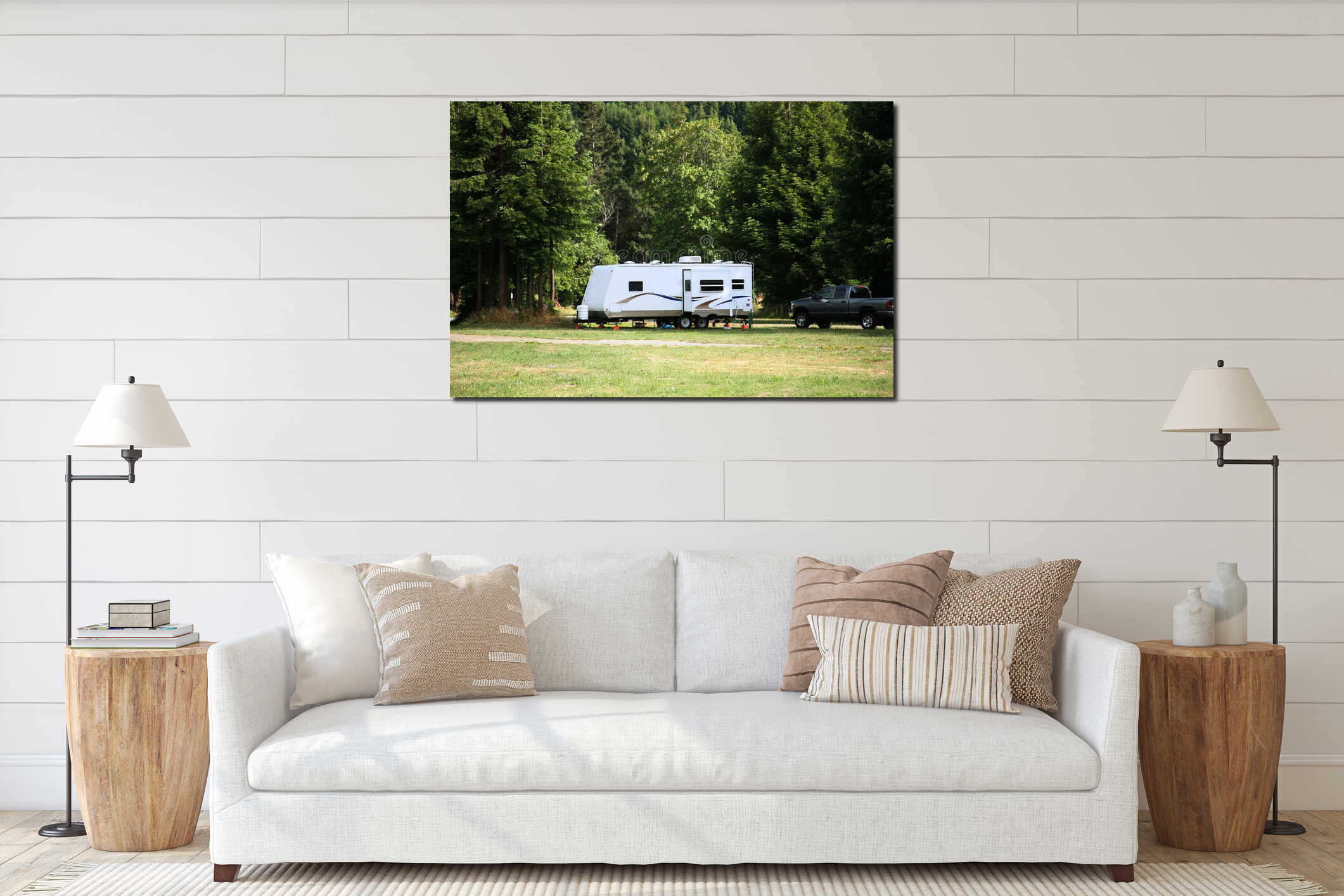 Canvas hanging interior mockup