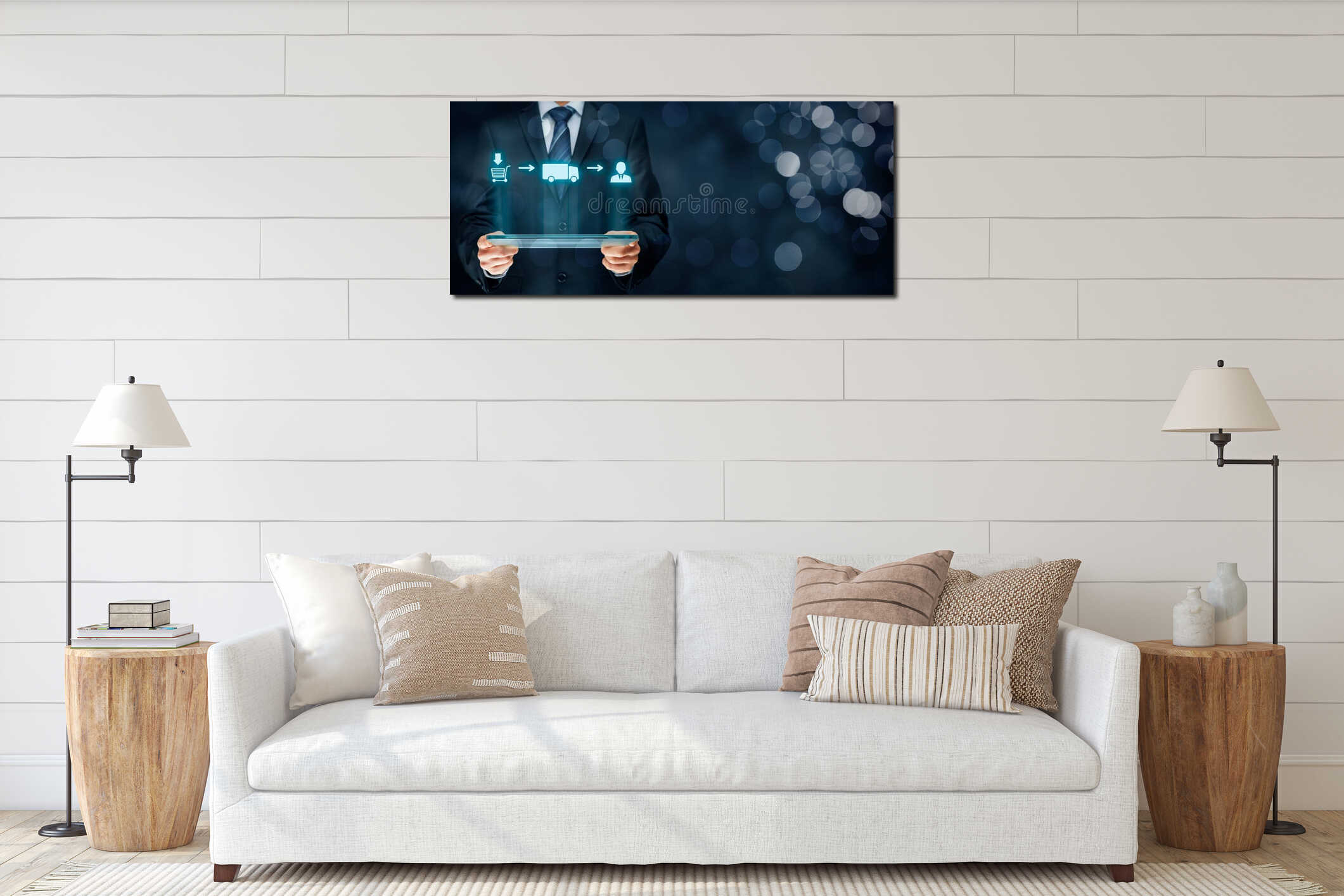 Canvas hanging interior mockup