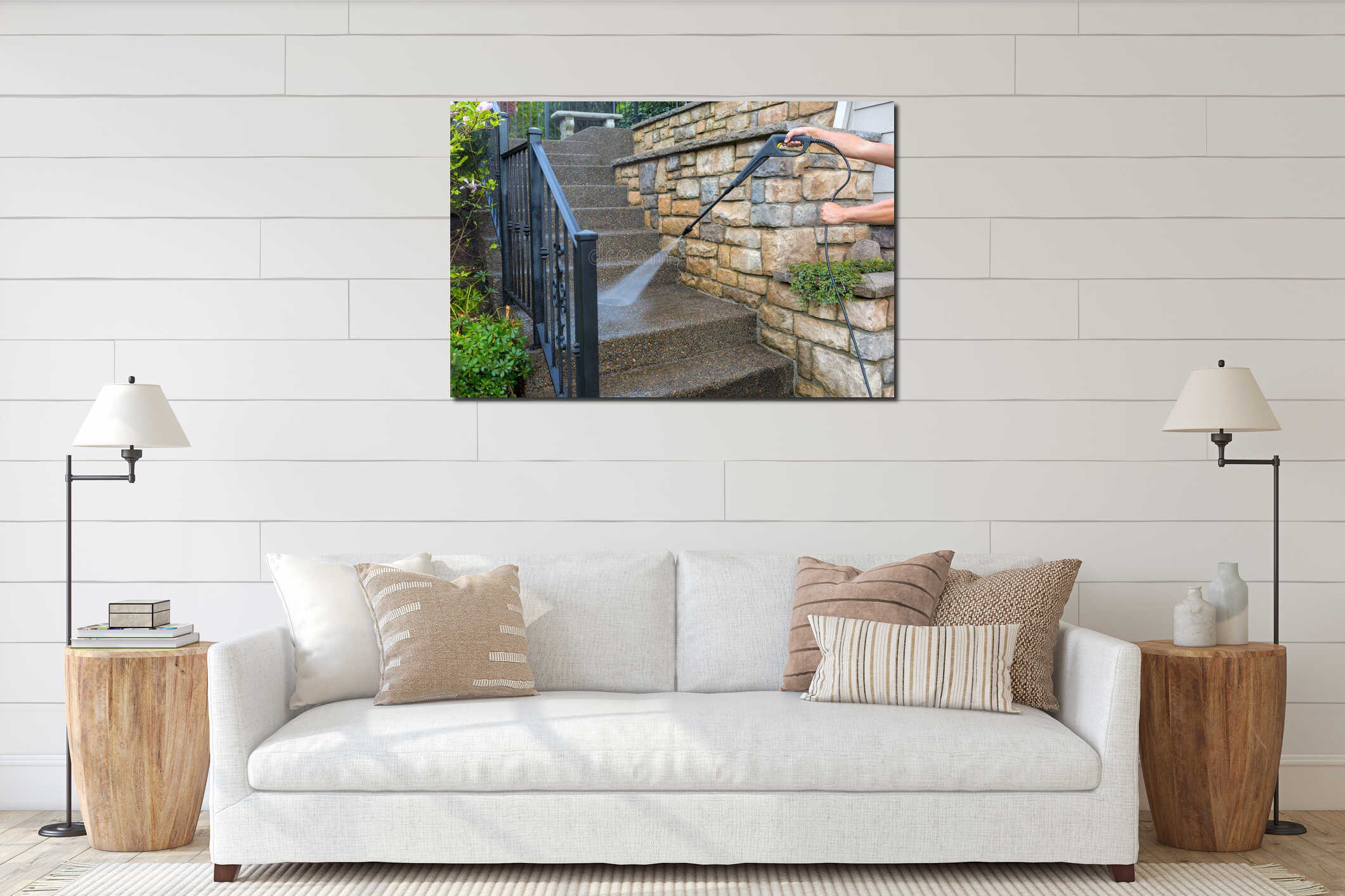Canvas hanging interior mockup