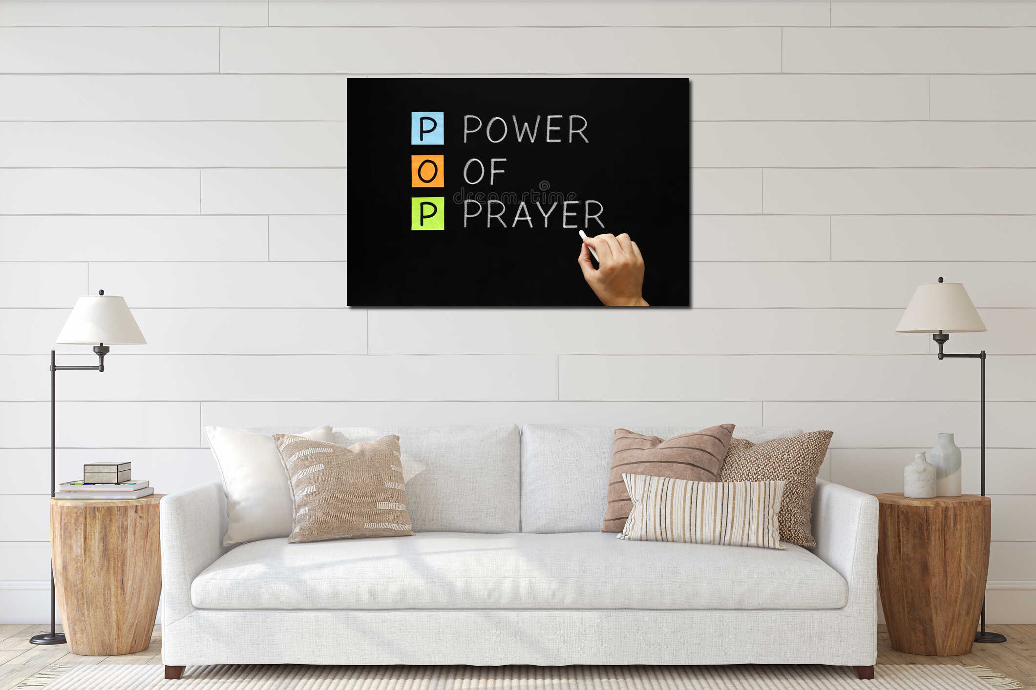 Canvas hanging interior mockup