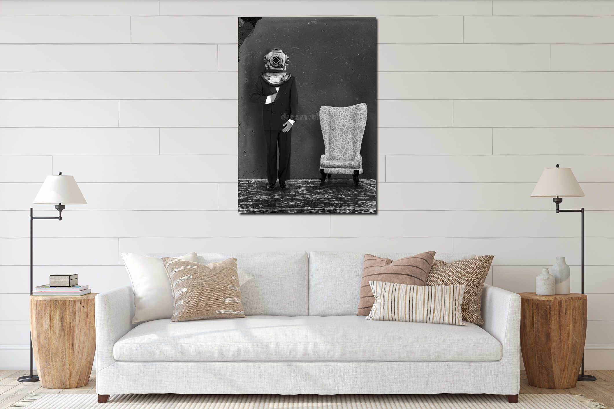 Canvas hanging interior mockup