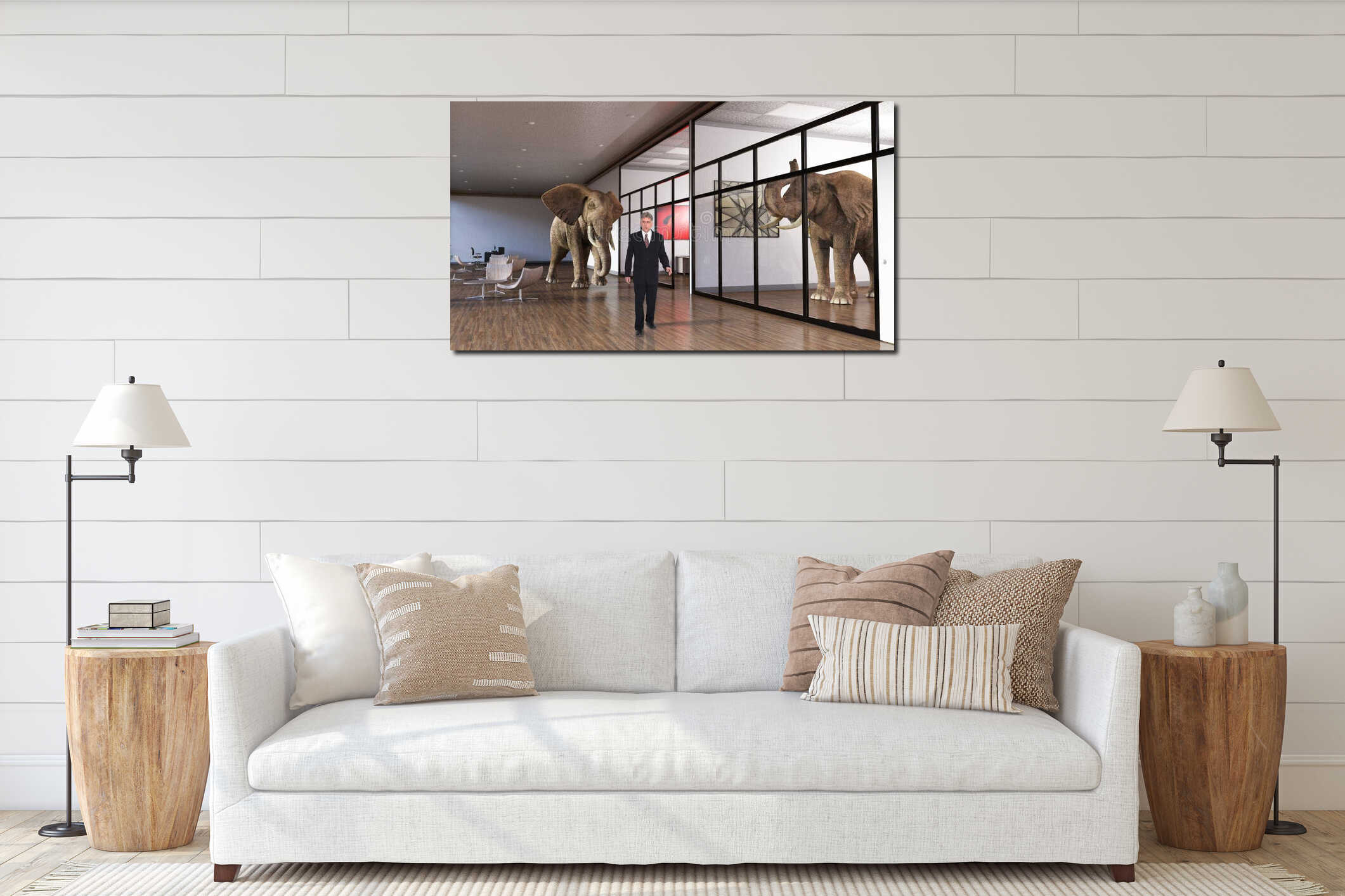 Canvas hanging interior mockup