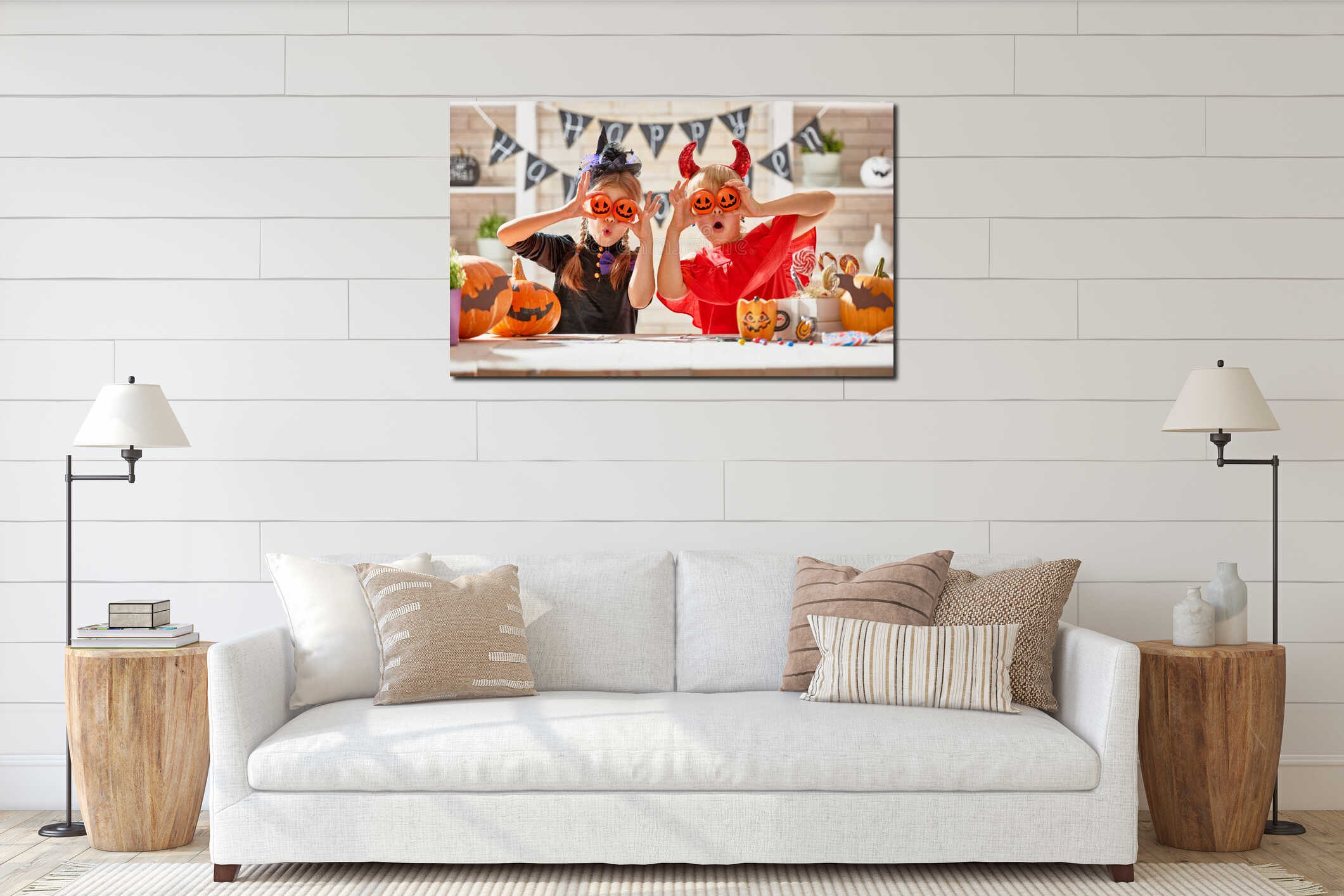 Canvas hanging interior mockup